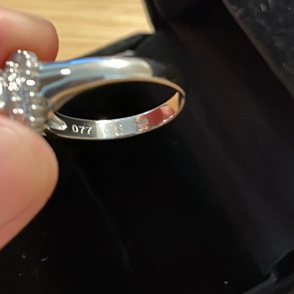 Hallmarked Pt900 natural Sapphire & natural Diamond ring with certificate size 5 - Picture 5 of 14